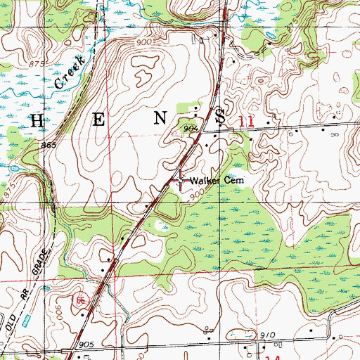Topographic Map of Walker Cemetery, MI