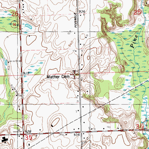 Topographic Map of Mather Cemetery, MI