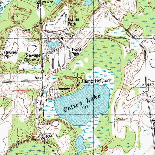 Topographic Map of Camp Holston, MI