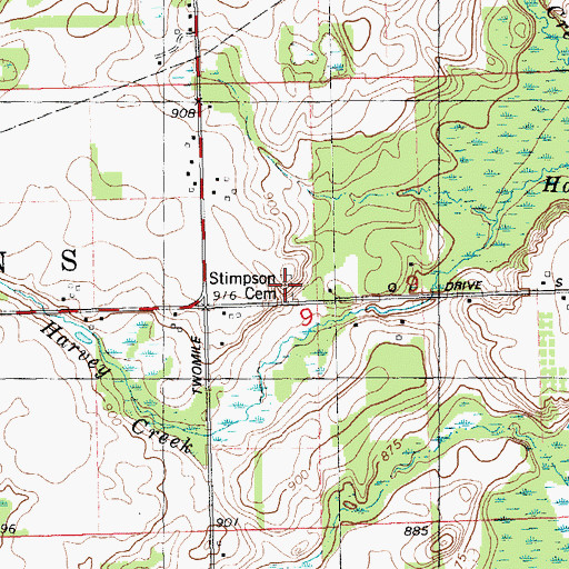 Topographic Map of Stimpson Cemetery, MI