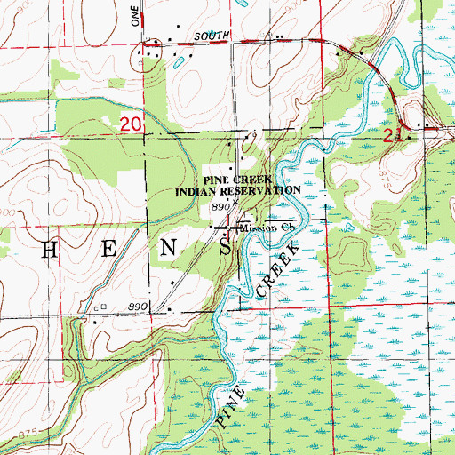 Topographic Map of Mission Church, MI