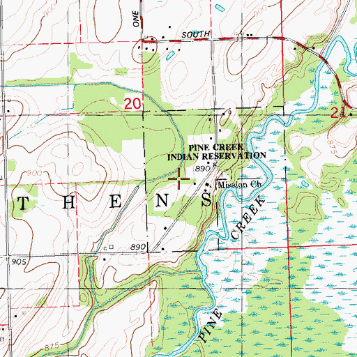 Topographic Map of Huron Potawatomi Reservation, MI