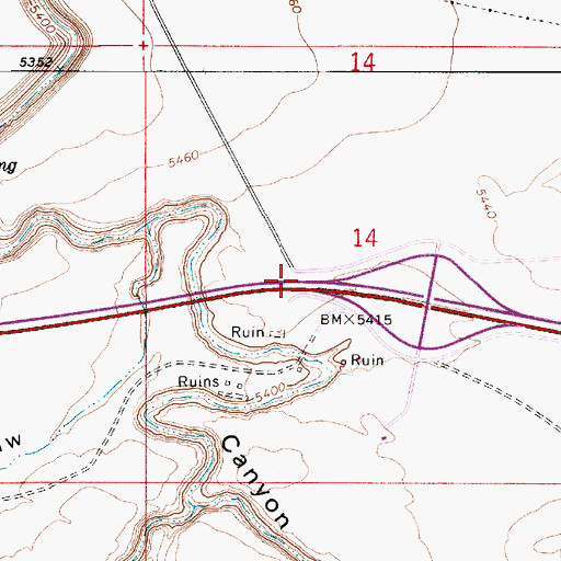Topographic Map of Two Guns Interchange, AZ