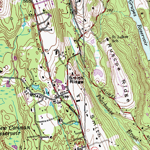 Topographic Map of Smith Ridge, CT