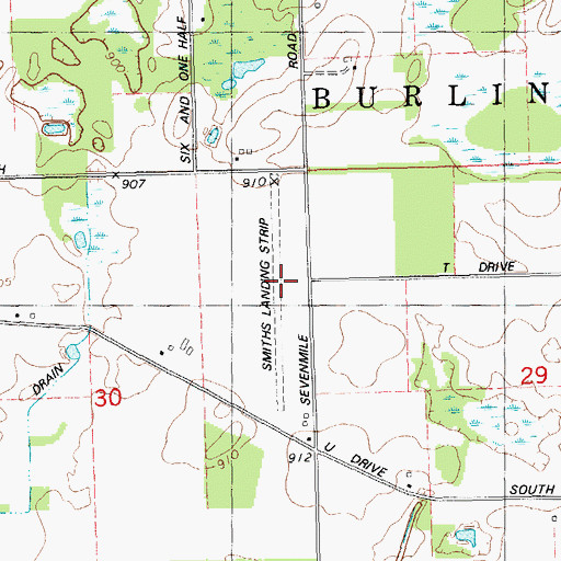 Topographic Map of Smiths Landing Strip (historical), MI
