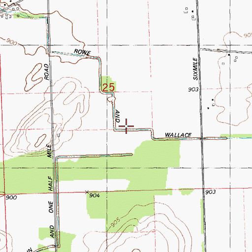 Topographic Map of Rowe and Wallace Drain, MI