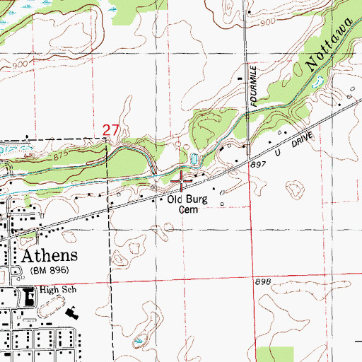 Topographic Map of Old Burg Cemetery, MI
