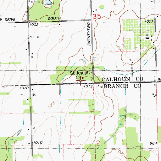 Topographic Map of Saint Joseph Cemetery, MI