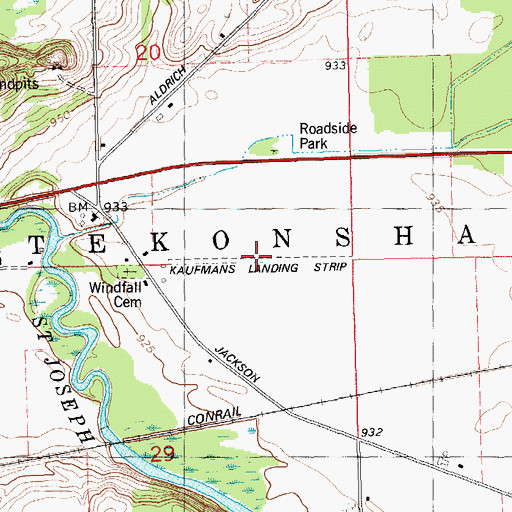 Topographic Map of Kaufmans Landing Strip (historical), MI