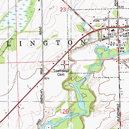 Topographic Map of Burlington Township Cemetery, MI