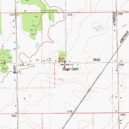 Topographic Map of Gage Cemetery, MI