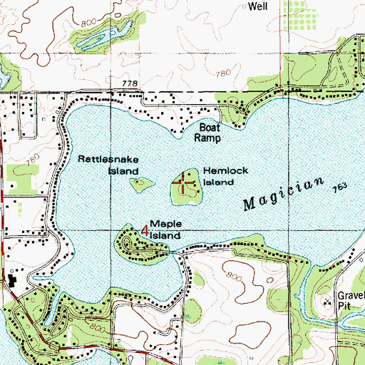 Topographic Map of Hemlock Island, MI