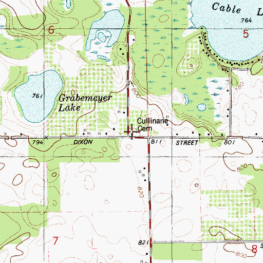Topographic Map of Cullinane Cemetery, MI