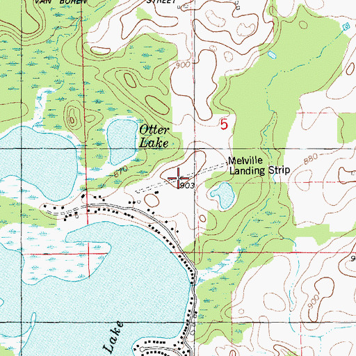 Topographic Map of Melville Landing Strip (historical), MI