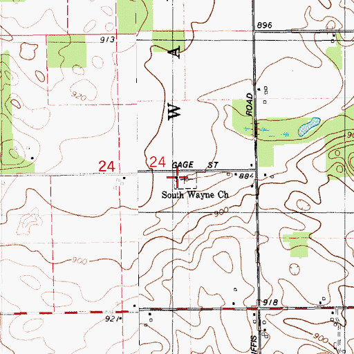 Topographic Map of South Wayne Church, MI