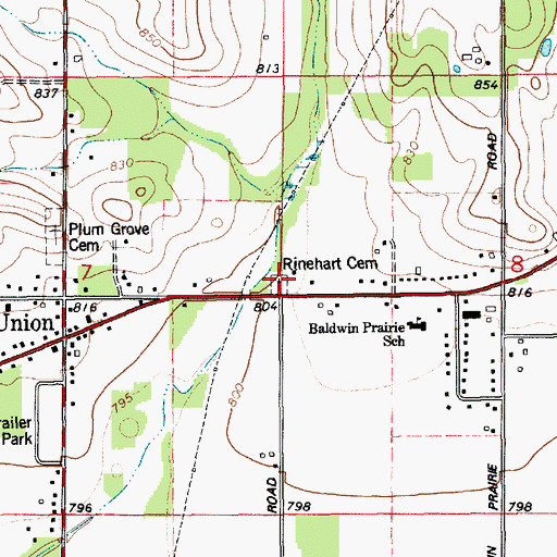 Topographic Map of East Union Cemetery, MI