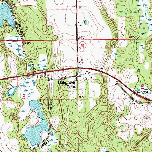 Topographic Map of Oakgrove Cemetery, MI