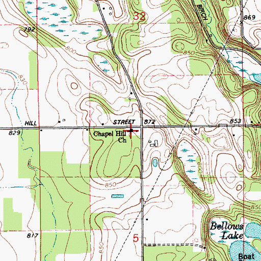 Topographic Map of Chapel Hill Church, MI