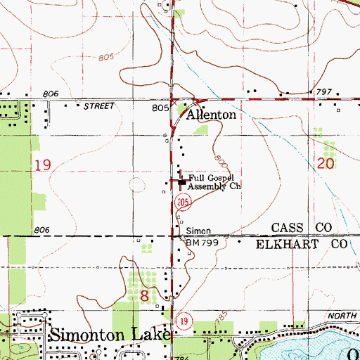 Topographic Map of Full Gospel Assembly Church, MI
