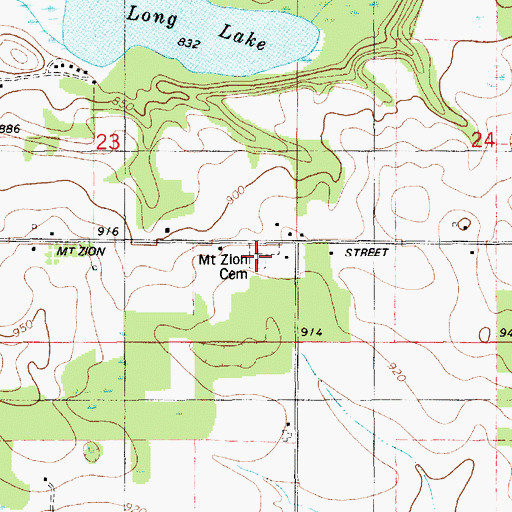 Topographic Map of Mount Zion Cemetery, MI