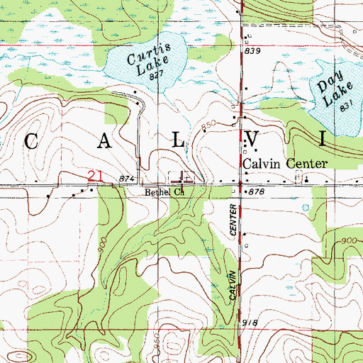 Topographic Map of Bethel Church, MI