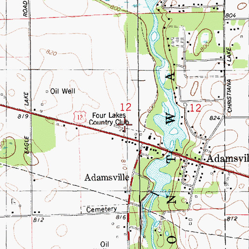 Topographic Map of Four Lakes Country Club, MI
