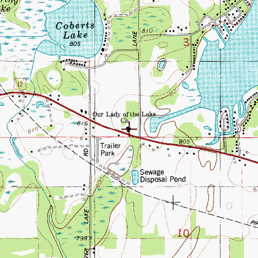 Topographic Map of Our Lady of the Lake Church, MI