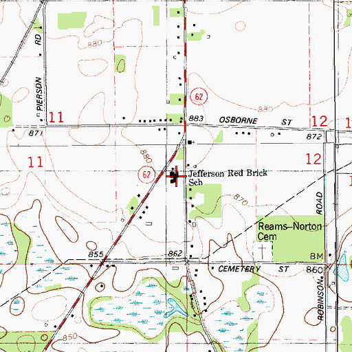 Topographic Map of Jefferson Red Brick School, MI