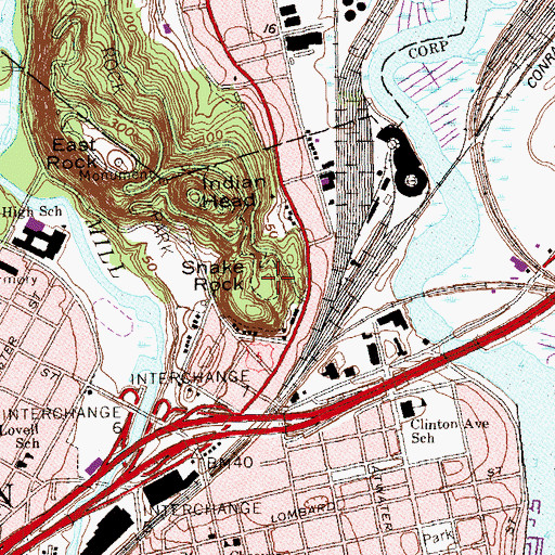 Topographic Map of Snake Rock, CT