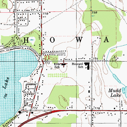 Topographic Map of Ellis School, MI