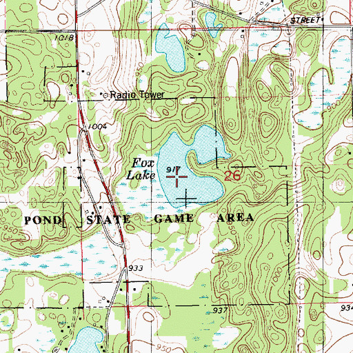 Topographic Map of Fox Lake, MI