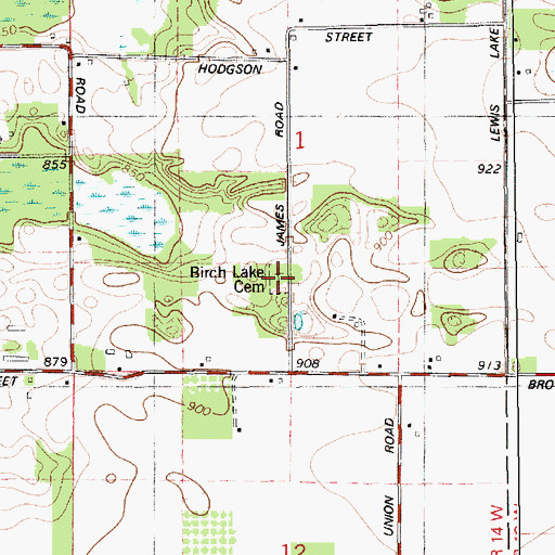 Topographic Map of Birch Lake Cemetery, MI