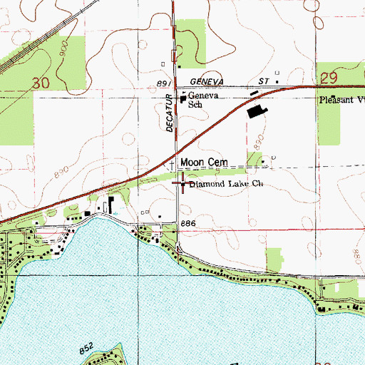 Topographic Map of Diamond Lake Church, MI