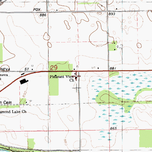 Topographic Map of Pleasant View Church, MI
