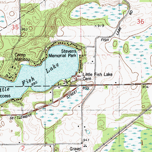 Topographic Map of Little Fish Lake Cemetery, MI