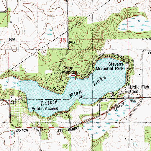 Topographic Map of Camp Manitou, MI