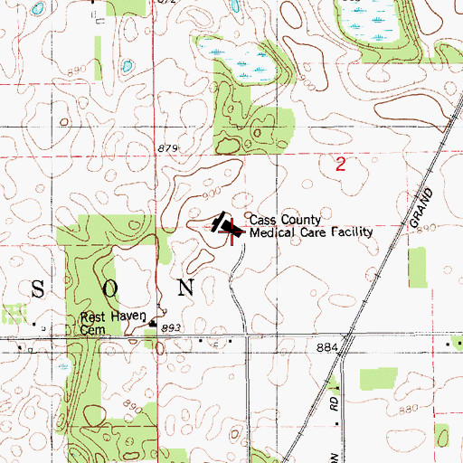 Topographic Map of Cass County Medical Care Facility, MI