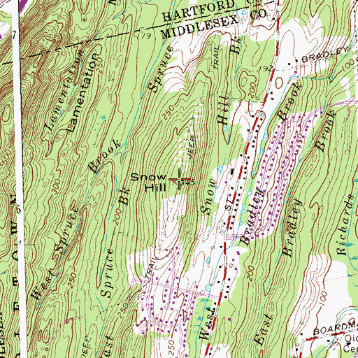 Topographic Map of Snow Hill, CT