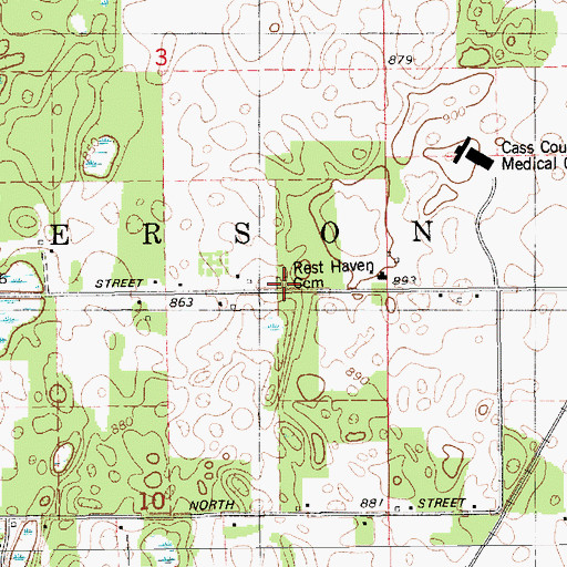Topographic Map of Rest Haven Cemetery, MI