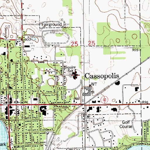 Topographic Map of Cassopolis Alternative Education School, MI