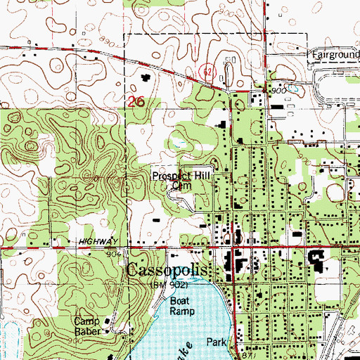 Topographic Map of Prospect Hill Cemetery, MI