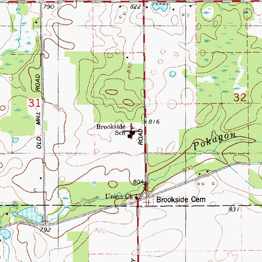Topographic Map of Lewis Cass Intermediate School, MI