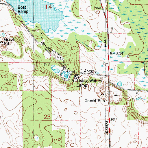 Topographic Map of Living Waters Camp, MI
