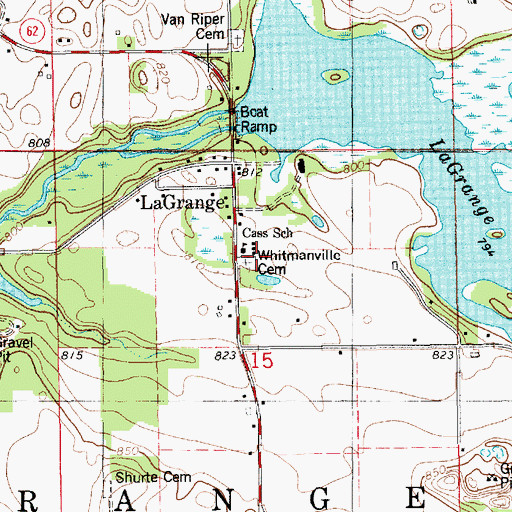 Topographic Map of Whitmanville Cemetery, MI