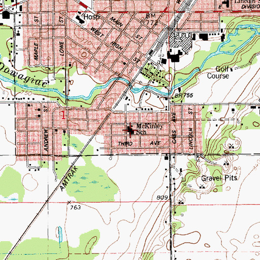 Topographic Map of McKinley School, MI