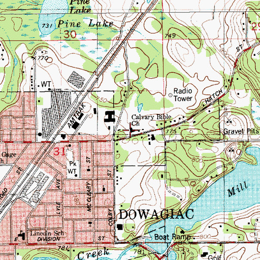 Topographic Map of Calvary Bible Church, MI