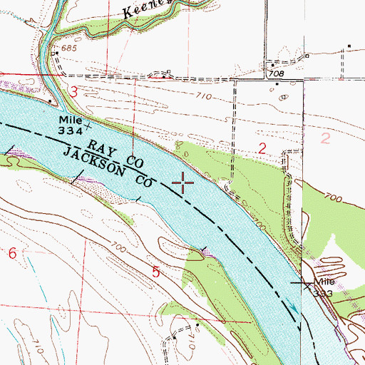 Topographic Map of Fishing River Bend, MO