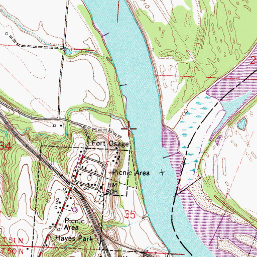 Topographic Map of Beasley Creek, MO