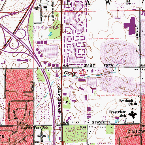 Topographic Map of Shadeland Station Shopping Center, IN