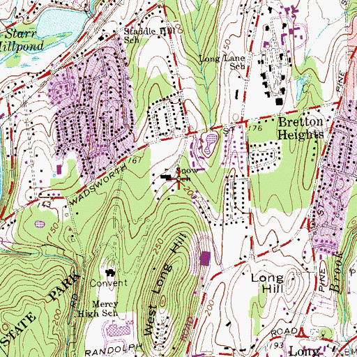 Topographic Map of Snow School, CT